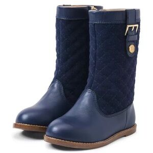 Janie & Jack Navy Quilted Leather Boots